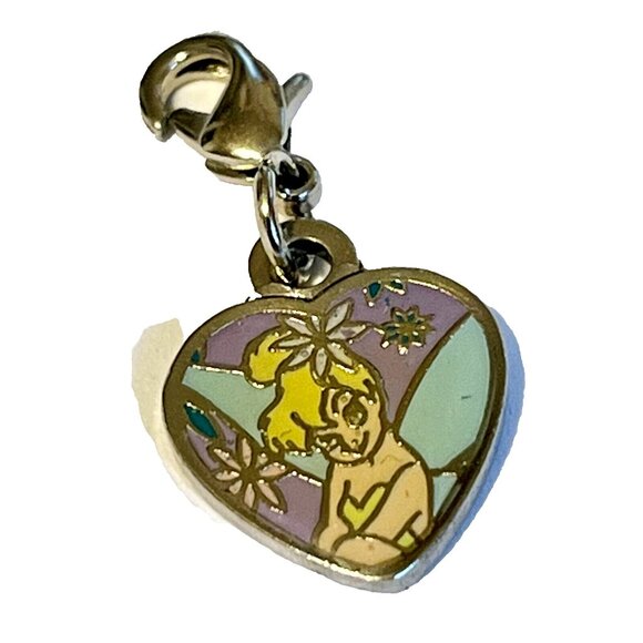 Vintage Disney Tinker Bell Tinkerbell Charm Disneyana Fairy Heart Zipper Pull - Picture 3 of 8